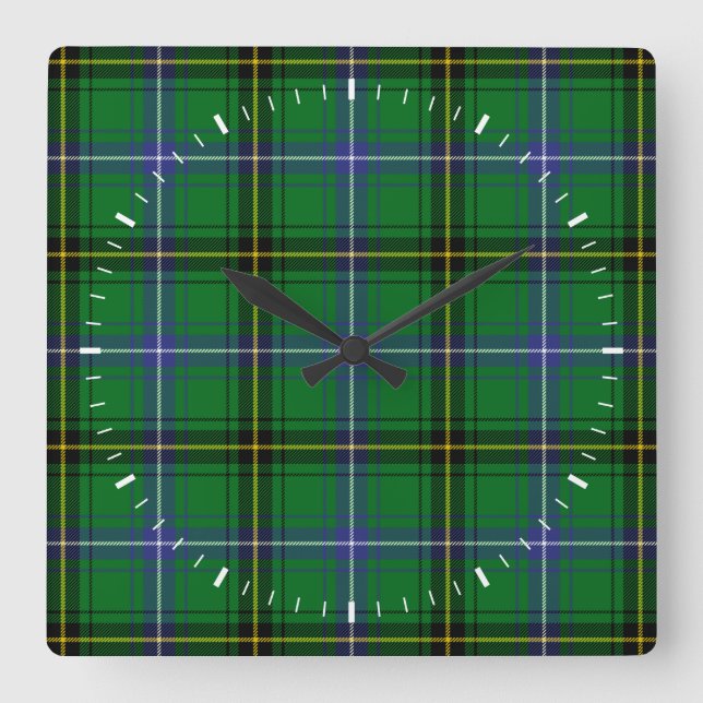 Clan Henderson Tartan Quadratische Wanduhr (Vorderseite)