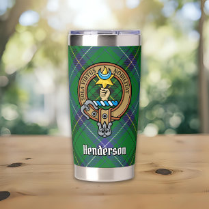 Clan Henderson-Wappen über Tartan Thermobecher