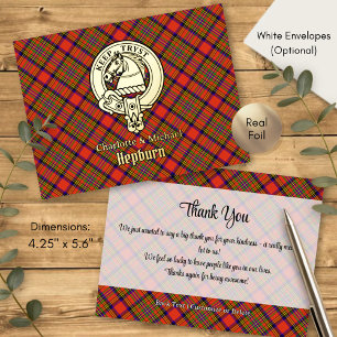 Clan Hepburn-Wappen über Tartan Folie Einladungspostkarte