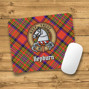 Clan Hepburn Wappen über Tartan Mousepad