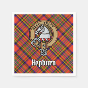 Clan Hepburn Wappen über Tartan Serviette
