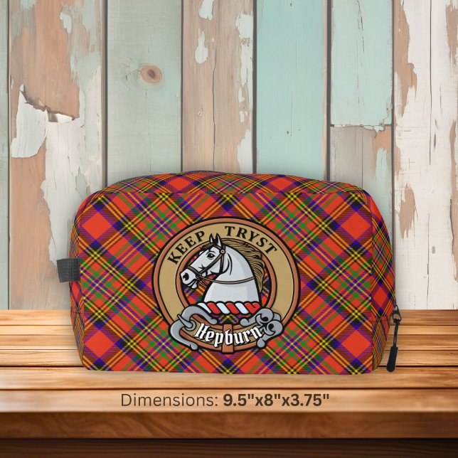 Clan Hepburn-Wappen über Tartan Waschbeutel (Von Creator hochgeladen)
