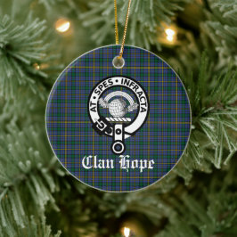 Clan Hope Wappen Abzeichen & Tartan Keramik Ornament