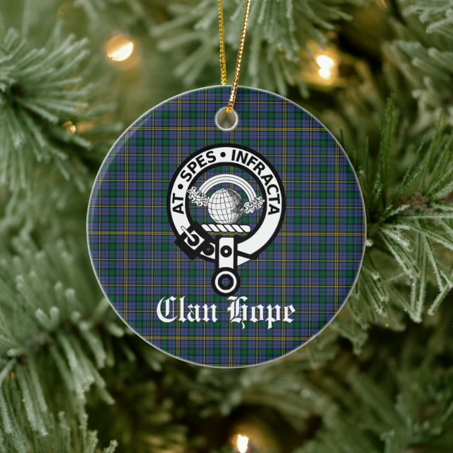 Clan Hope Wappen Abzeichen & Tartan Keramik Ornament (Baum)