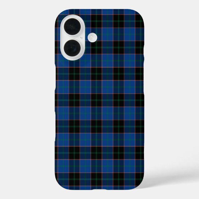Clan Hume Tartan Blue und Black Scottish Kariert iPhone 16 Hülle (Rückseite)