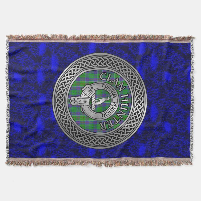 Clan Hunter Wappen & Tartan Knot Decke (Vorderseite)