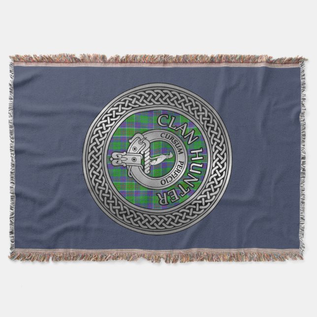 Clan Hunter Wappen & Tartan Knot Decke (Vorderseite)