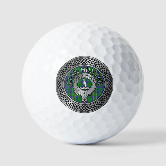 Clan Hunter Wappen & Tartan Knot Golfball (Vorderseite)