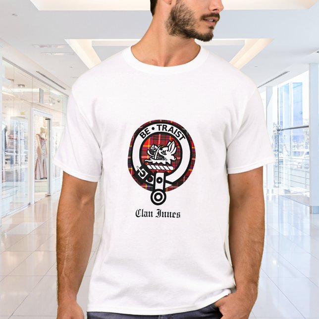 Clan Innes Wappen Abzeichen & Tartan T-Shirt (Von Creator hochgeladen)