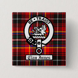 Clan Innes Wappen Abzeichen und Tartan Button