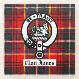 Clan Innes Wappen Abzeichen und Tartan Glasuntersetzer