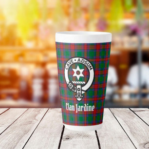 Clan Jardine Wappen Abzeichen und Tartan Milchtasse