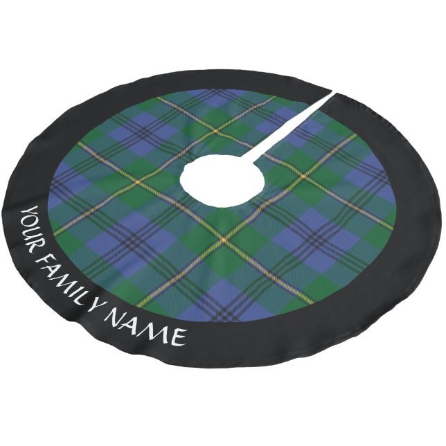 Clan Johnston Tartan Brushed Polyester Tree Skirt Polyester Weihnachtsbaumdecke (Schrägansicht)