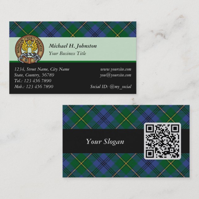 Clan Johnston Tartan Business Card Visitenkarte (Vorne/Hinten)