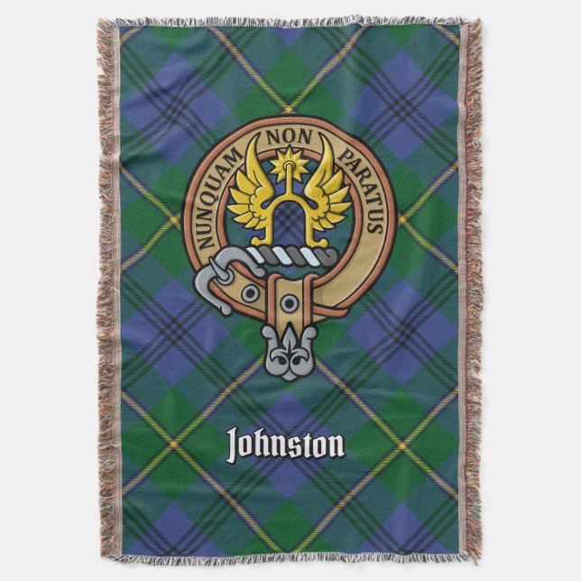 Clan Johnston-Wappen über Tartan Decke (Vorderseite Vertikal)