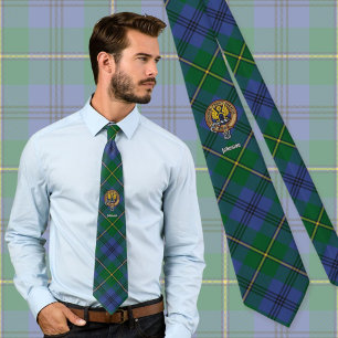 Clan Johnston Wappen über Tartan Krawatte