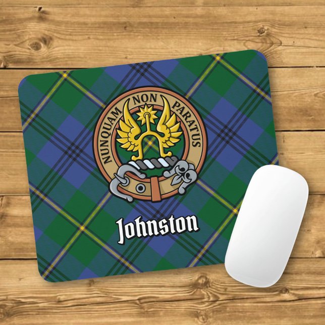 Clan Johnston Wappen über Tartan Mousepad (Von Creator hochgeladen)