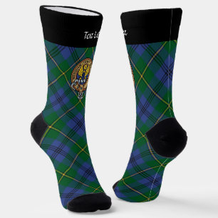 Clan Johnston Wappen über Tartan Socks Socken