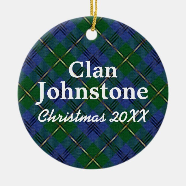 Clan Johnstone Scottish Tartan Keramikornament (Vorne)