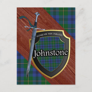 Clan Johnstone Tartan Sword & Shield Postkarte