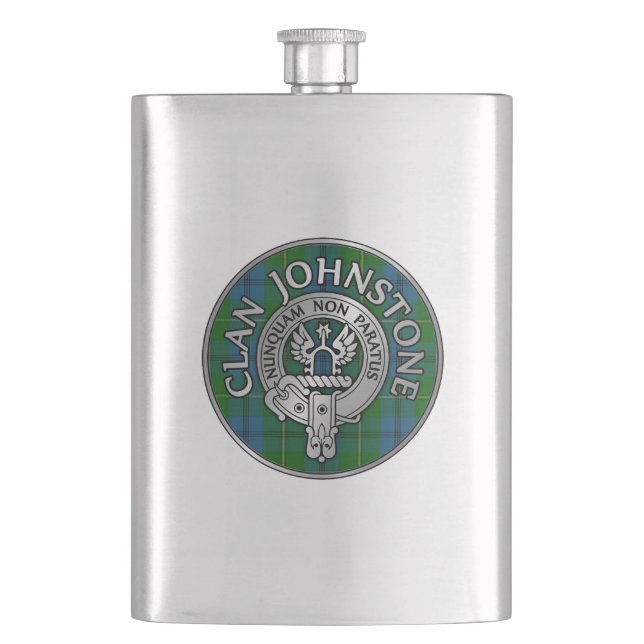 Clan Johnstone Wappen & Tartan Flachmann (Vorderseite)