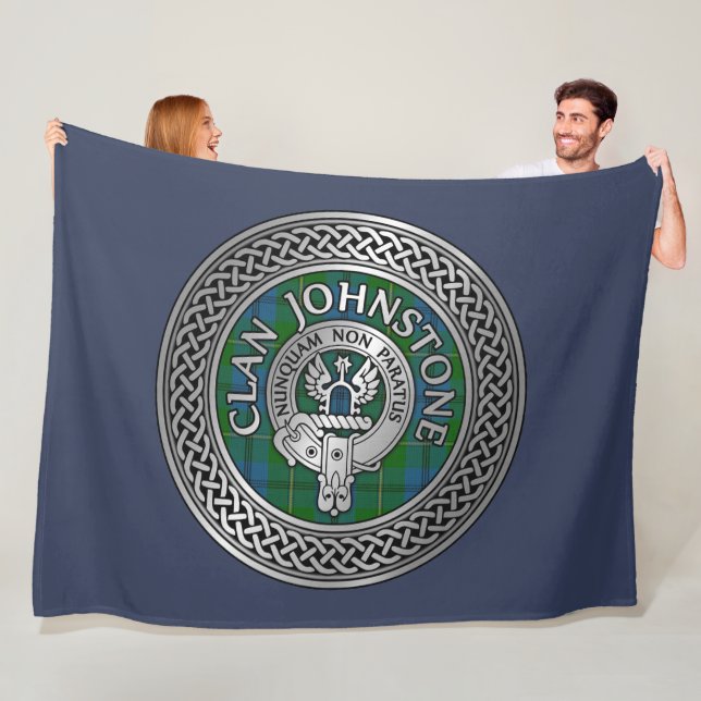 Clan Johnstone Wappen & Tartan Knot Fleecedecke (Beispiel)