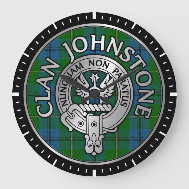 Clan Johnstone Wappen & Tartan Knot Große Wanduhr (Vorderseite)