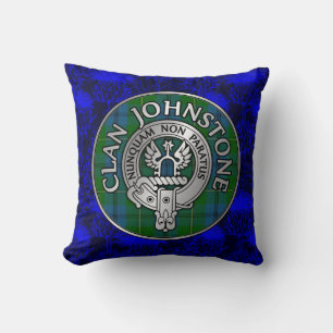 Clan Johnstone Wappen & Tartan Knot Kissen