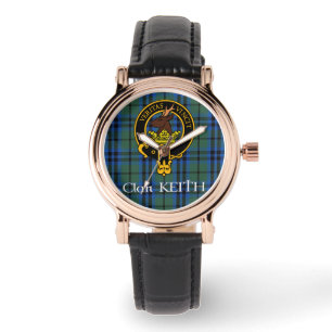 Clan-Keith-Wappen u. alte Tartanuhr Armbanduhr