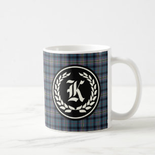 Clan Kennedy Ancient Tartan Monogram Kaffeetasse