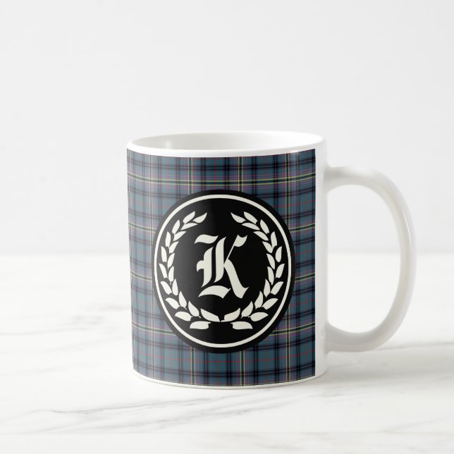 Clan Kennedy Ancient Tartan Monogram Kaffeetasse (Rechts)