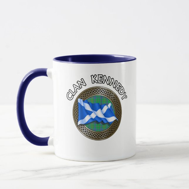 Clan Kennedy Tartan Knot & Flag Tasse (Links)