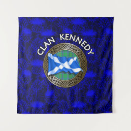 Clan Kennedy Tartan Knot & Flag Wandteppich