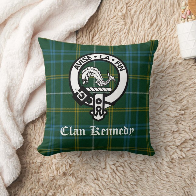 Clan Kennedy Wappen Abzeichen & Tartan Kissen (Decke)