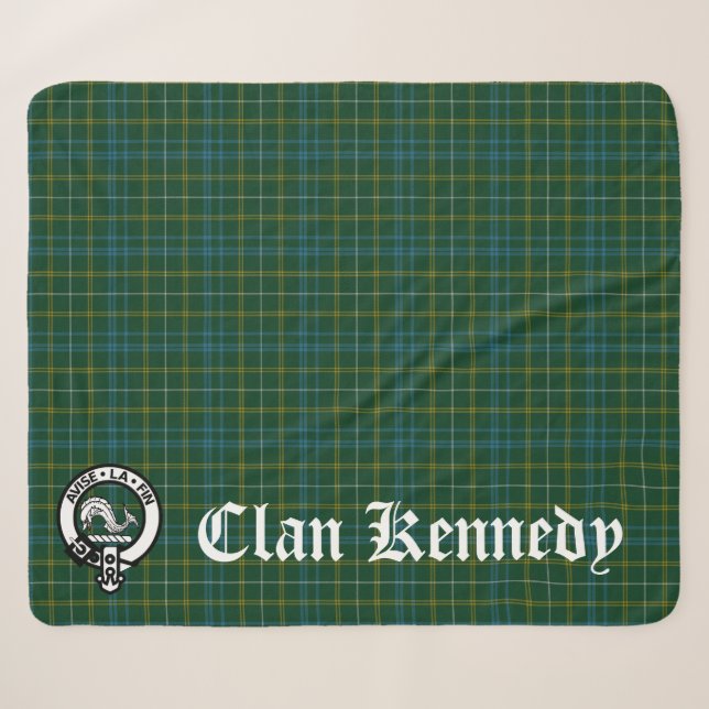 Clan Kennedy Wappen Abzeichen & Tartan Sherpadecke (Vorderseite (Horizontal))