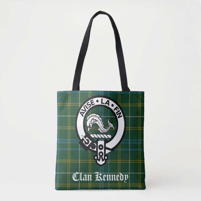 Clan Kennedy Wappen Abzeichen und Tartan Tasche (Vorderseite)