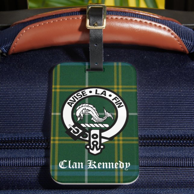 Clan Kennedy Wappen Tartan Gepäckanhänger (Vorderseite Insitu 2)