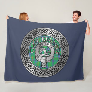 Clan Kennedy Wappen & Tartan Knot Fleecedecke