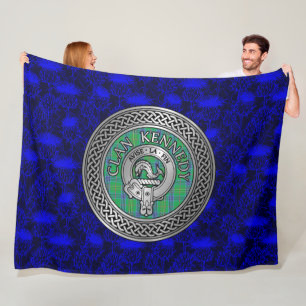 Clan Kennedy Wappen & Tartan Knot Fleecedecke