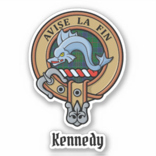 Clan Kennedy Wappen über Tartan Aufkleber