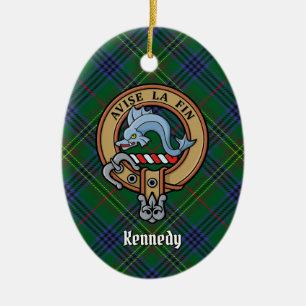 Clan Kennedy Wappen über Tartan Keramik Ornament