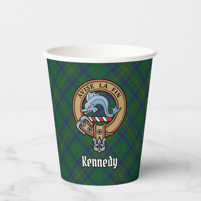 Clan Kennedy Wappen über Tartan Pappbecher (Vorderseite)