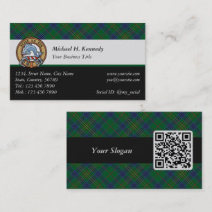 Clan Kennedy Wappen über Tartan Visitenkarte