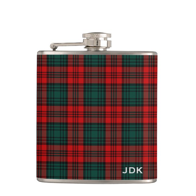 Clan Kerr Tartan Mit Monogramm Flachmann (Vorderseite)