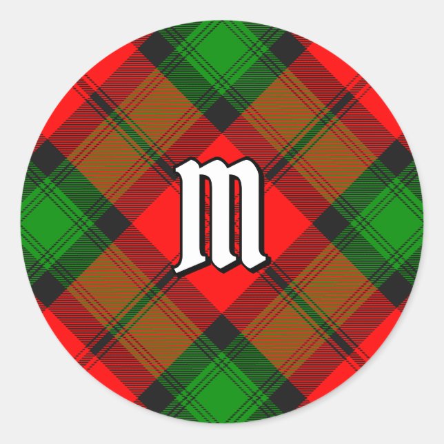 Clan Kerr Tartan Runder Aufkleber (Vorderseite)