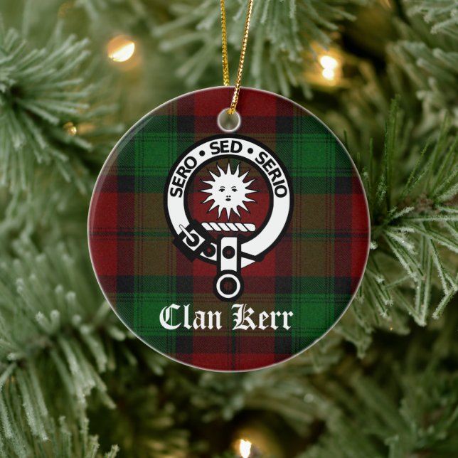 Clan Kerr Wappen Abzeichen und Tartan Keramik Ornament (Baum)