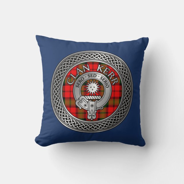 Clan Kerr Wappen & Tartan Knot Kissen (Vorderseite)