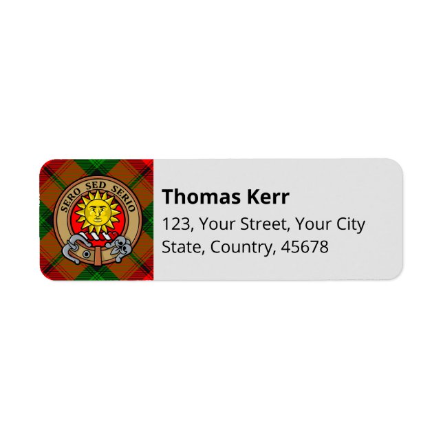 Clan Kerr Wappen über Tartan (Vorne)