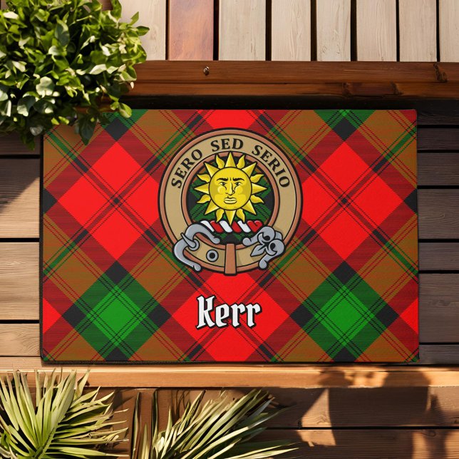Clan Kerr Wappen über Tartan Fußmatte (Von Creator hochgeladen)