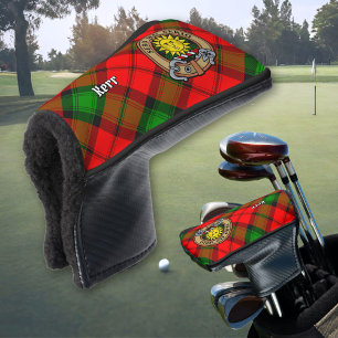 Clan Kerr Wappen über Tartan Golf Headcover